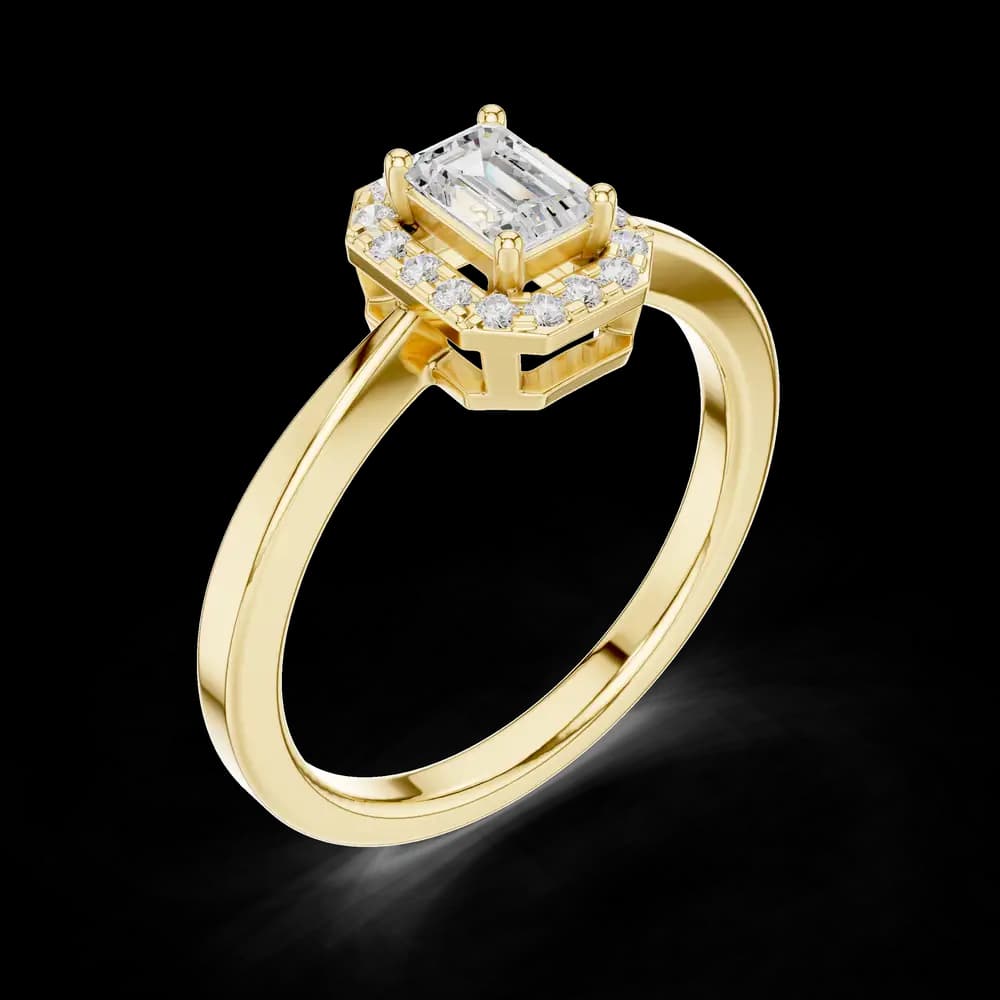 Emerald Cut Diamond Ring with Brilliant Round Halo - Image 5 Emerald Cut Diamond Ring with Brilliant Round Halo, view 5 of 6