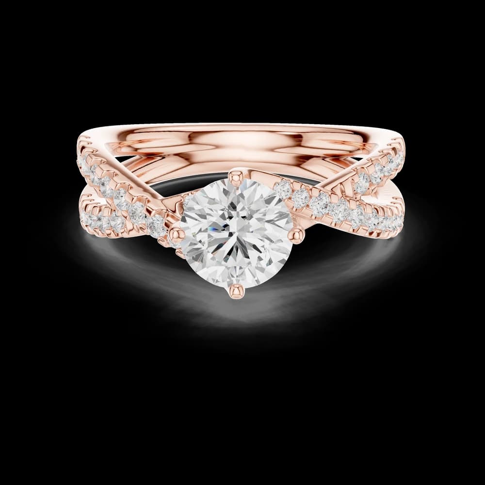 Crossover Pavé Round Lab Grown Diamond Ring - Image 1 Crossover Pavé Round Lab Grown Diamond Ring, view 1 of 6