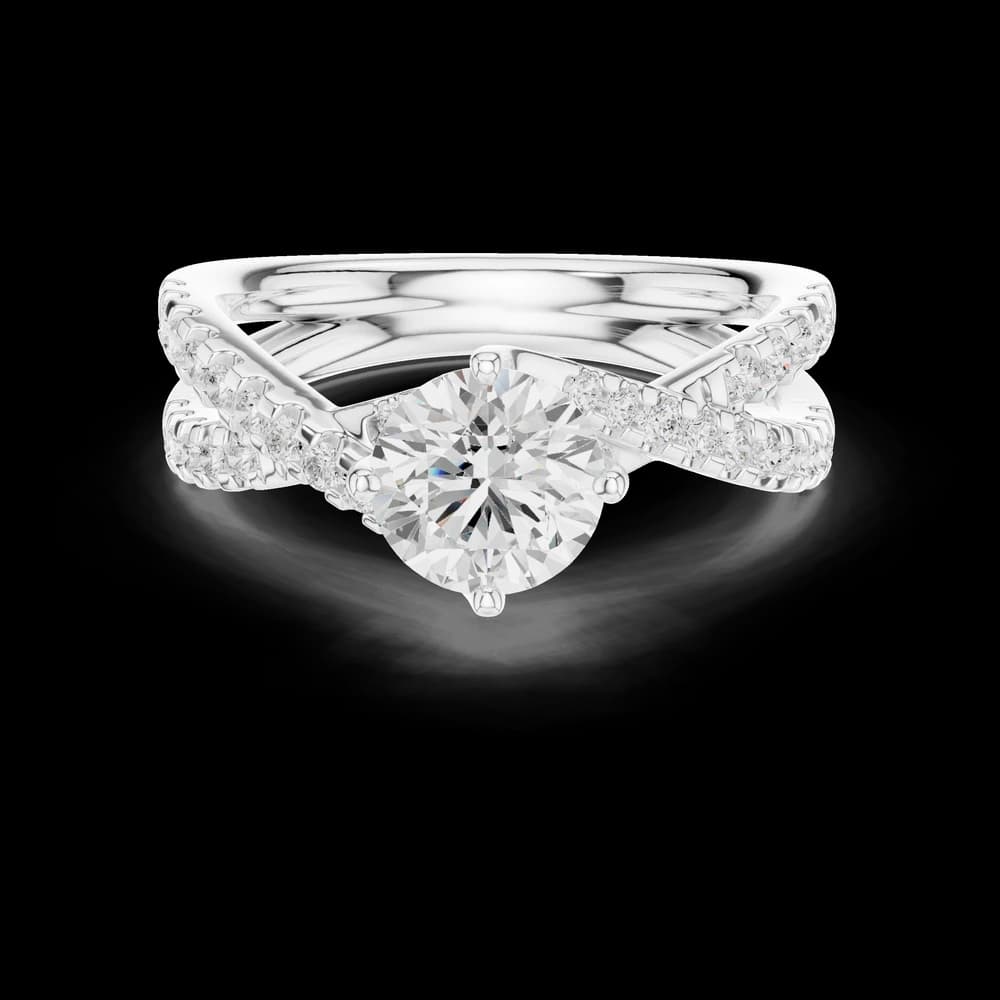 Crossover Pavé Round Lab Grown Diamond Ring - Image 2 Crossover Pavé Round Lab Grown Diamond Ring, view 2 of 6