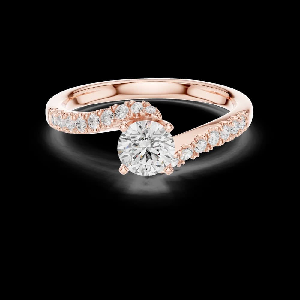 Round Center Bypass Pavé Lab Grown Ring - Image 1 Round Center Bypass Pavé Lab Grown Ring, view 1 of 6