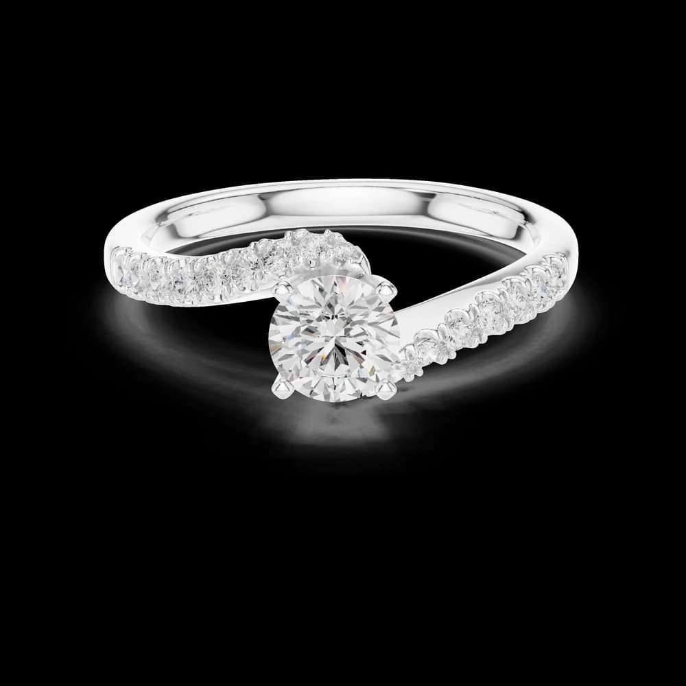 Round Center Bypass Pavé Lab Grown Ring - Image 2 Round Center Bypass Pavé Lab Grown Ring, view 2 of 6