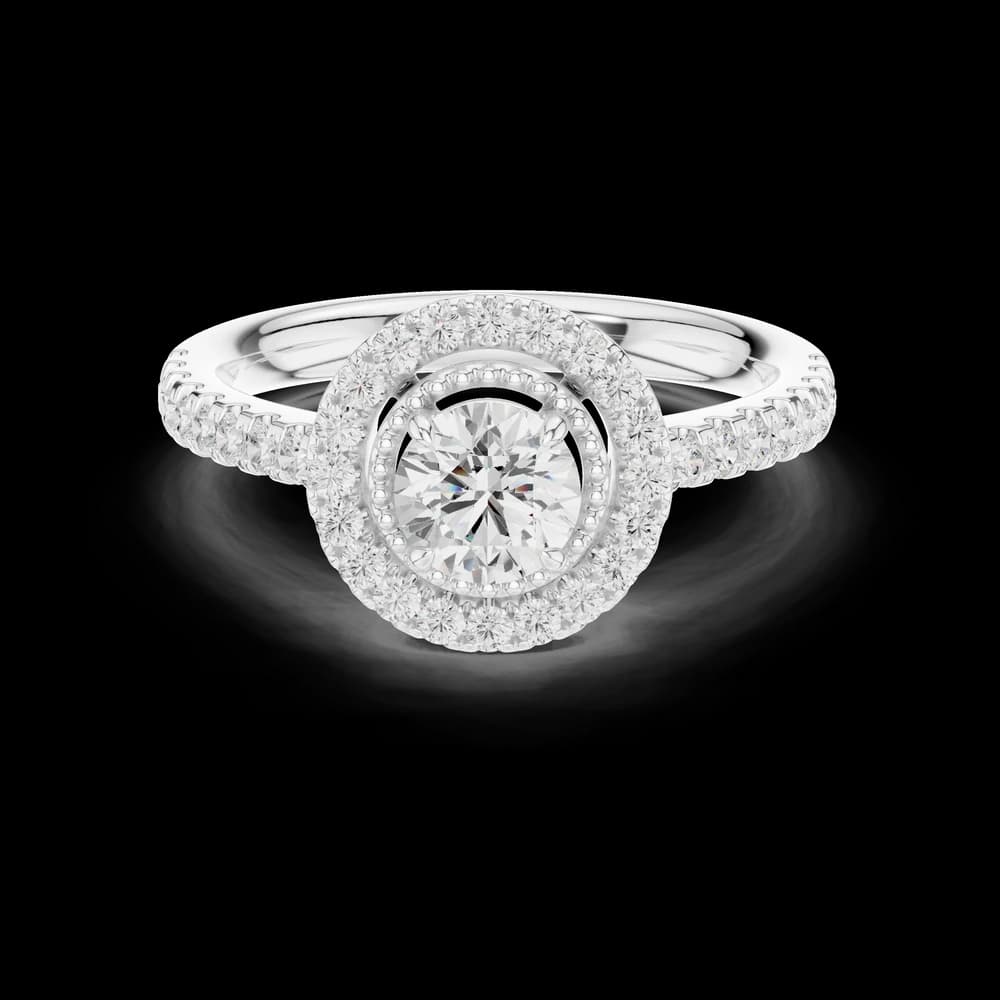 Vintage Inspired Round Halo Pave Diamond Ring - Image 2 Vintage Inspired Round Halo Pave Diamond Ring, view 2 of 6