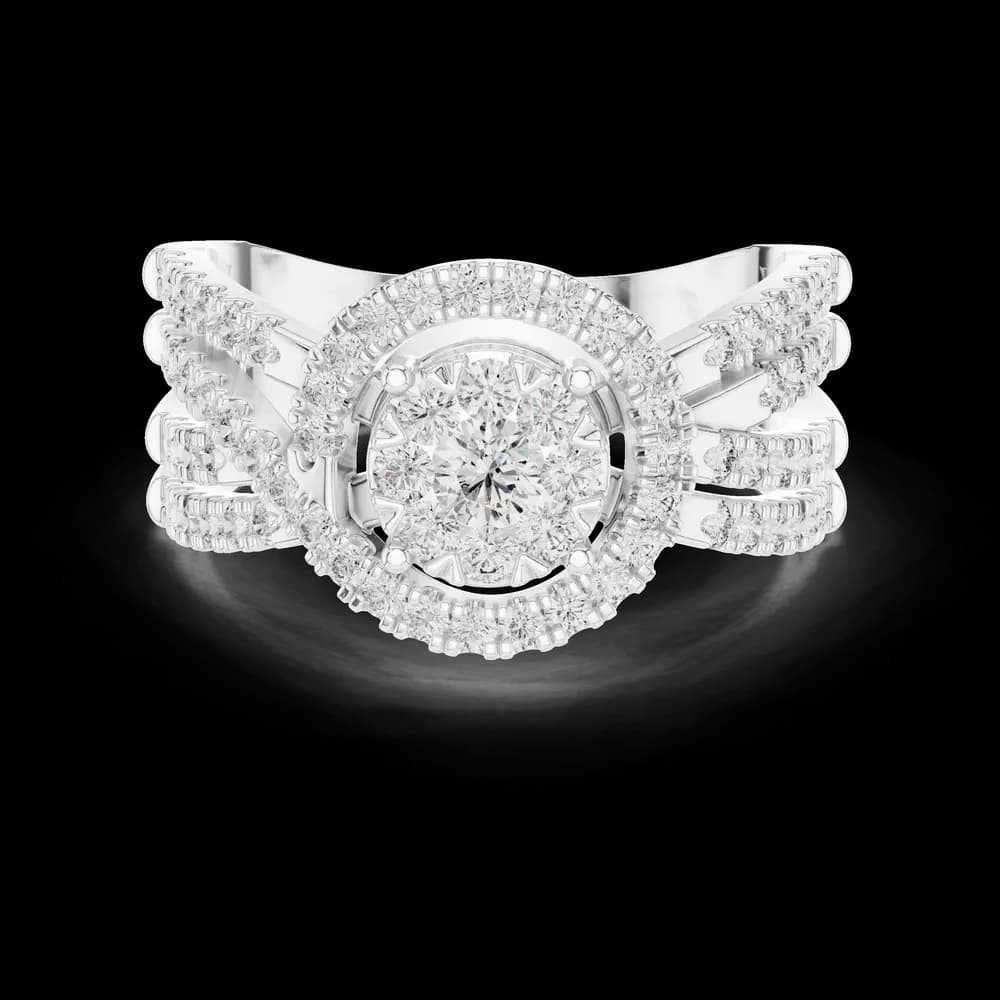 Split Band Central Cluster Halo Lab Grown Diamond Ring - Image 2 Split Band Central Cluster Halo Lab Grown Diamond Ring, view 2 of 6
