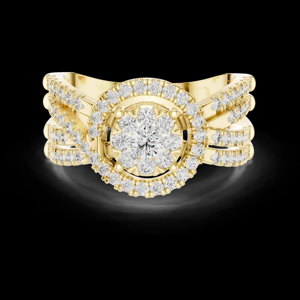 Split Band Central Cluster Halo Lab Grown Diamond Ring - Image 3 Split Band Central Cluster Halo Lab Grown Diamond Ring, view 3 of 6