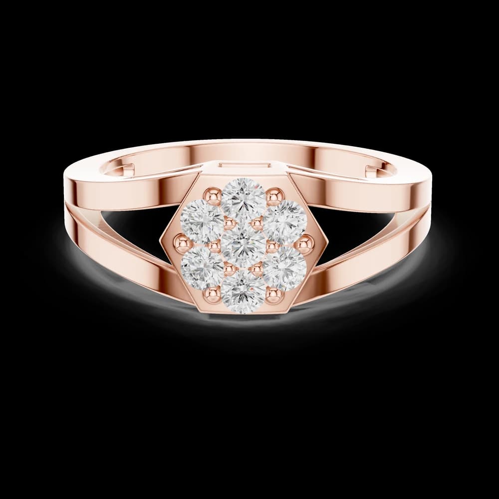 Hexagon Cluster Split Shank Lab Grown Diamond Ring - Image 1 Hexagon Cluster Split Shank Lab Grown Diamond Ring, view 1 of 6
