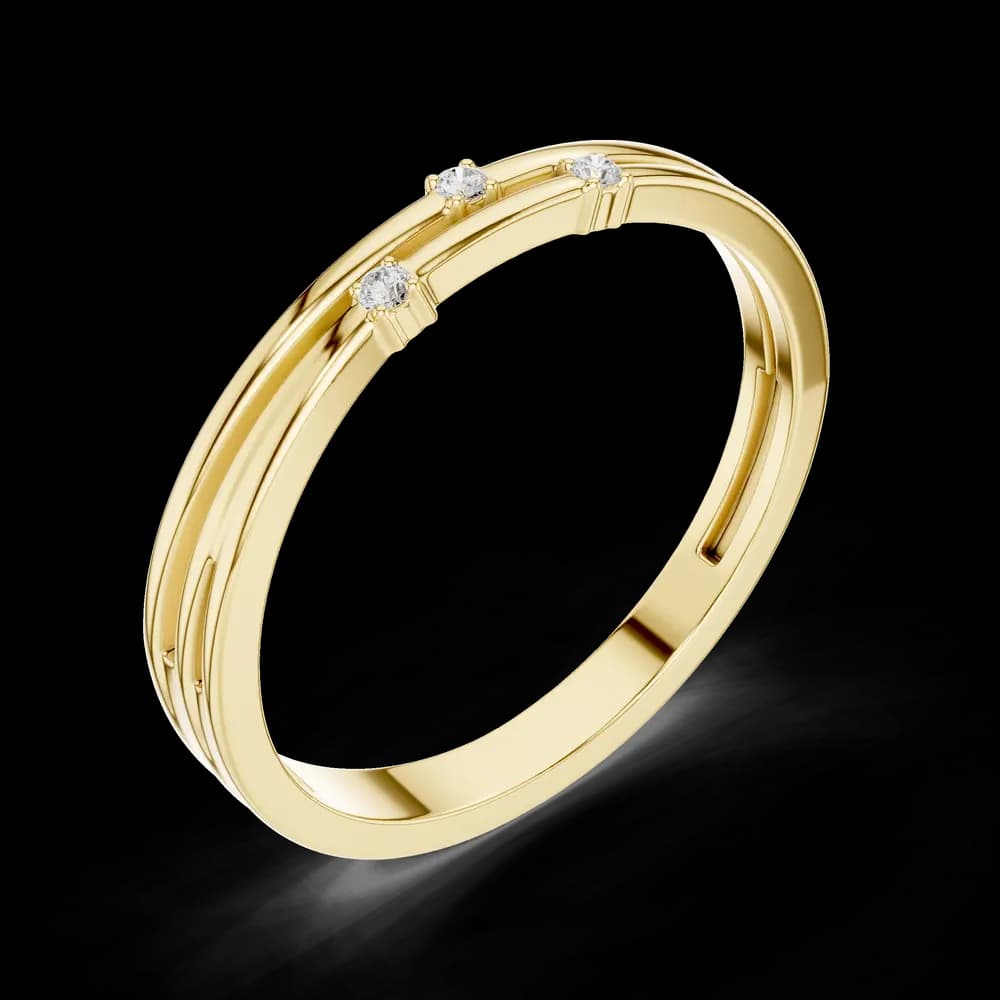 Double Band Staggered Three Stone Lab Grown Diamond Ring - Image 5 Double Band Staggered Three Stone Lab Grown Diamond Ring, view 5 of 6