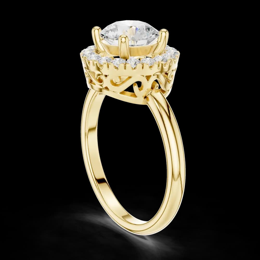 Round Floating Halo Solitaire Ring - Image 4 Round Floating Halo Solitaire Ring, view 4 of 6