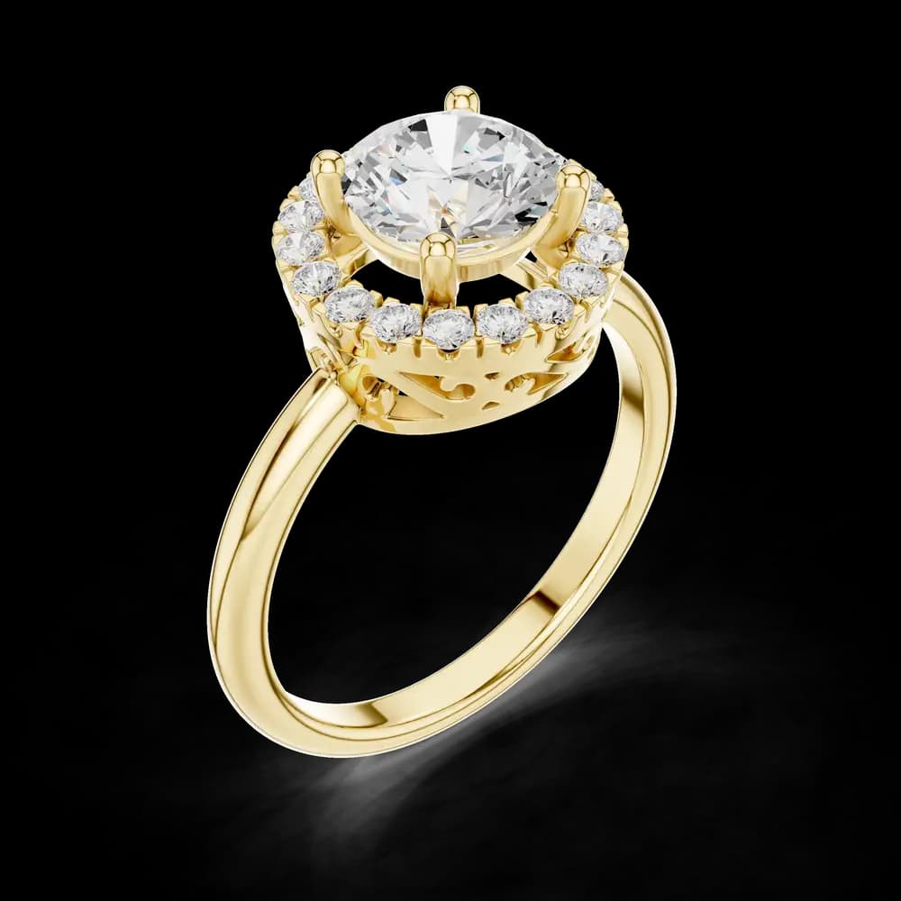 Round Floating Halo Solitaire Ring - Image 5 Round Floating Halo Solitaire Ring, view 5 of 6