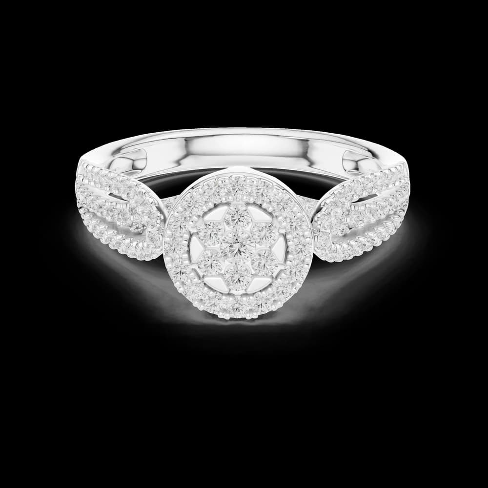Composite Cluster Halo Lab Grown Diamond Ring - Image 2 Composite Cluster Halo Lab Grown Diamond Ring, view 2 of 6