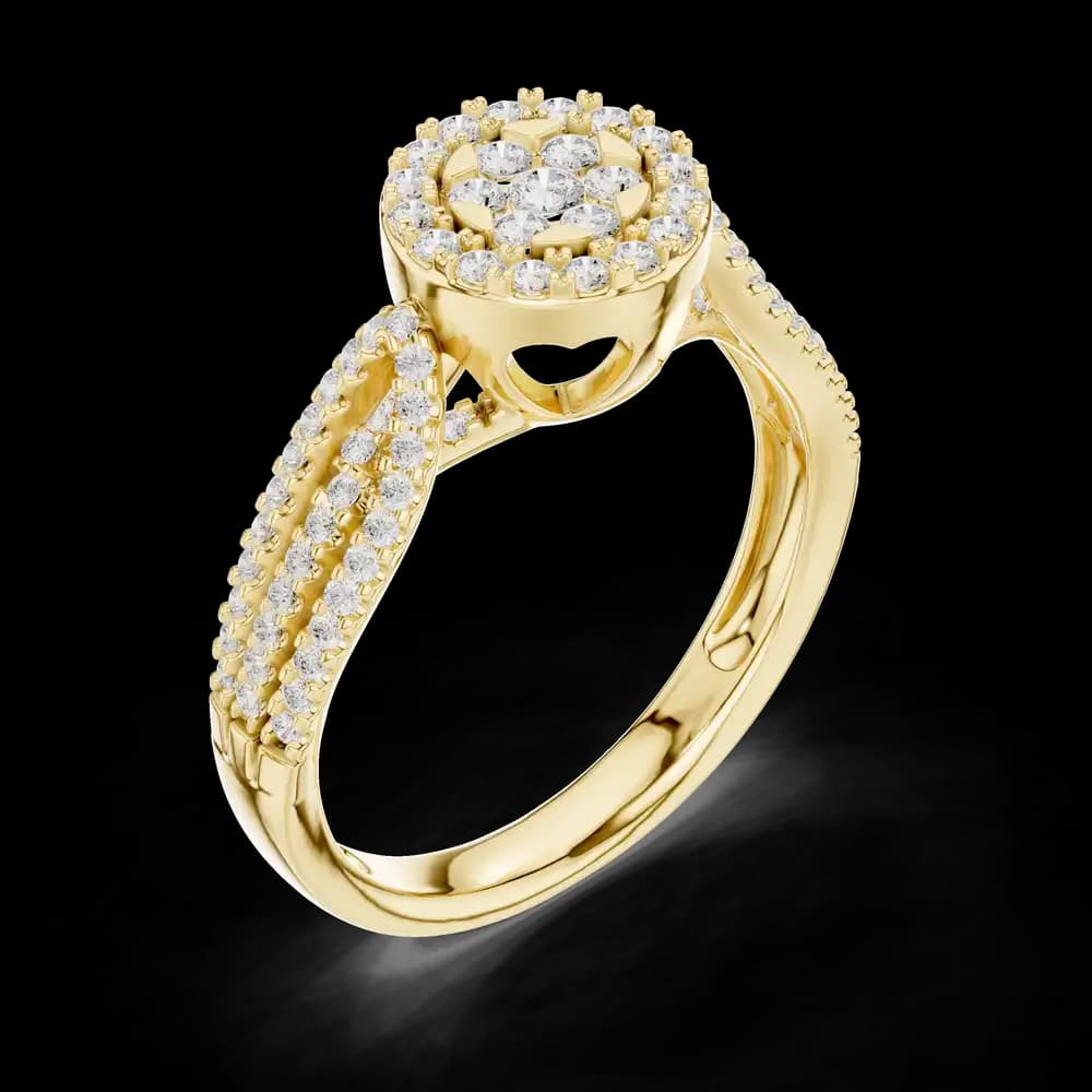 Composite Cluster Halo Lab Grown Diamond Ring - Image 5 Composite Cluster Halo Lab Grown Diamond Ring, view 5 of 6