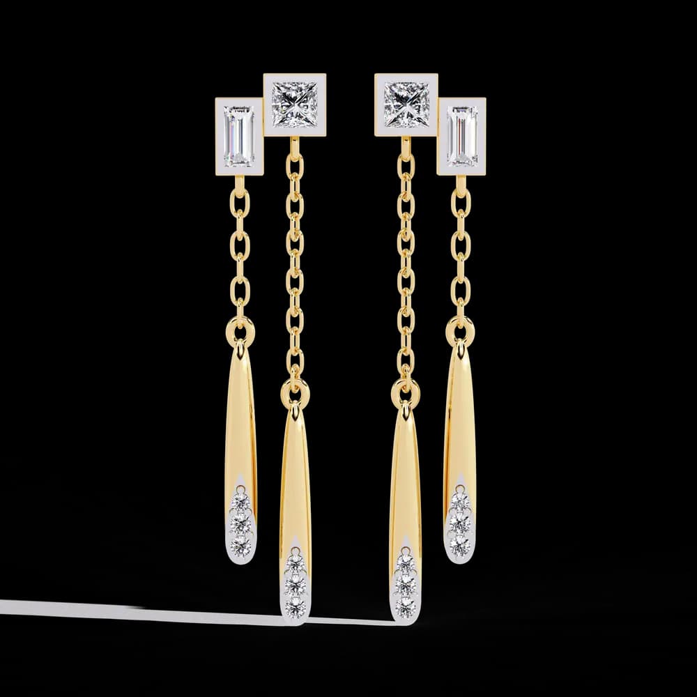 Linear Lab Grown Diamond Drop Earrings - Image 1 Linear Lab Grown Diamond Drop Earrings, view 1 of 11