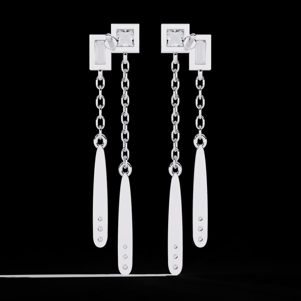 Linear Lab Grown Diamond Drop Earrings - Image 10 Linear Lab Grown Diamond Drop Earrings, view 10 of 11