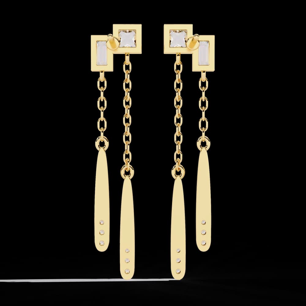 Linear Lab Grown Diamond Drop Earrings - Image 3 Linear Lab Grown Diamond Drop Earrings, view 3 of 11