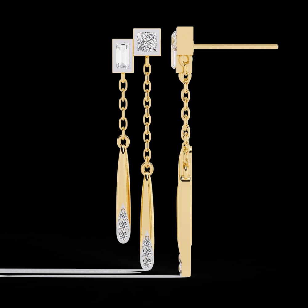 Linear Lab Grown Diamond Drop Earrings - Image 4 Linear Lab Grown Diamond Drop Earrings, view 4 of 11