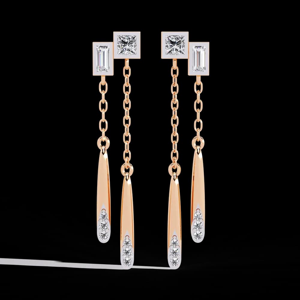 Linear Lab Grown Diamond Drop Earrings - Image 6 Linear Lab Grown Diamond Drop Earrings, view 6 of 11