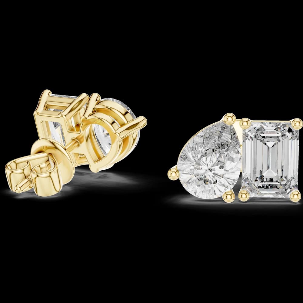 Linear Geometric Lab Grown Diamond Earrings - Image 2 Linear Geometric Lab Grown Diamond Earrings, view 2 of 4