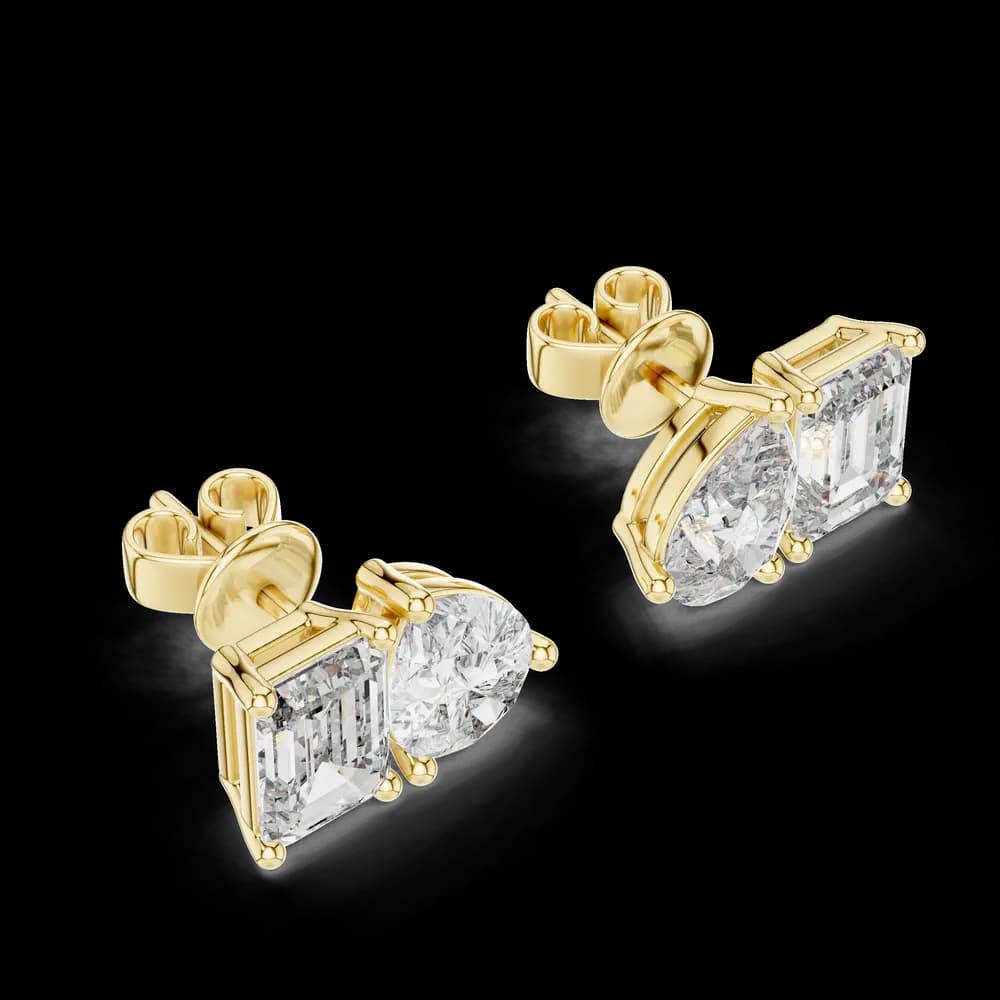 Linear Geometric Lab Grown Diamond Earrings - Image 3 Linear Geometric Lab Grown Diamond Earrings, view 3 of 4