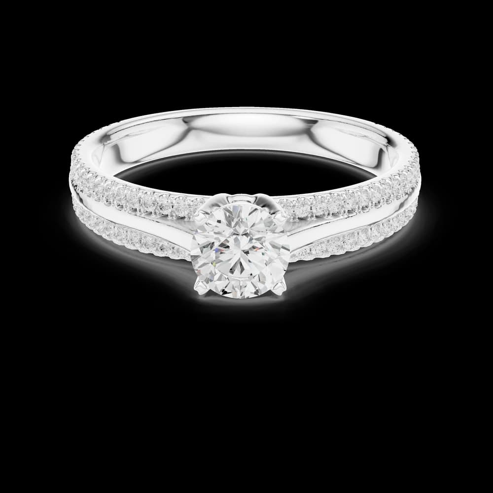 Round Center Double Pave Lab Grown Diamond Ring - Image 2 Round Center Double Pave Lab Grown Diamond Ring, view 2 of 6