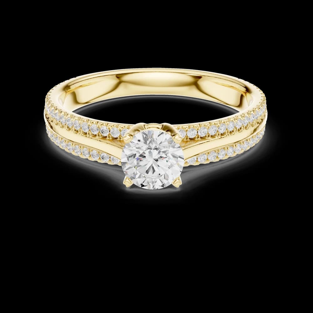 Round Center Double Pave Lab Grown Diamond Ring - Image 3 Round Center Double Pave Lab Grown Diamond Ring, view 3 of 6