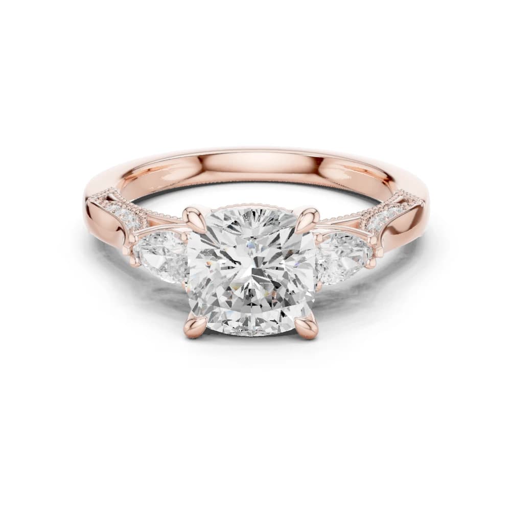 Lotus Flower Lab Grown Diamond Split Shank Solitaire - Image 1 Lotus Flower Lab Grown Diamond Split Shank Solitaire, view 1 of 9