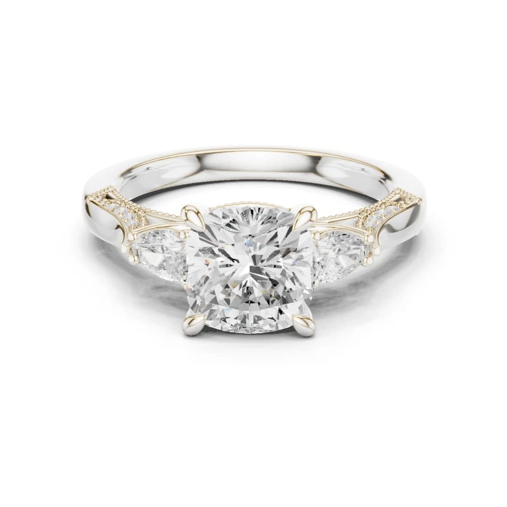 Lotus Flower Lab Grown Diamond Split Shank Solitaire - Image 2 Lotus Flower Lab Grown Diamond Split Shank Solitaire, view 2 of 9