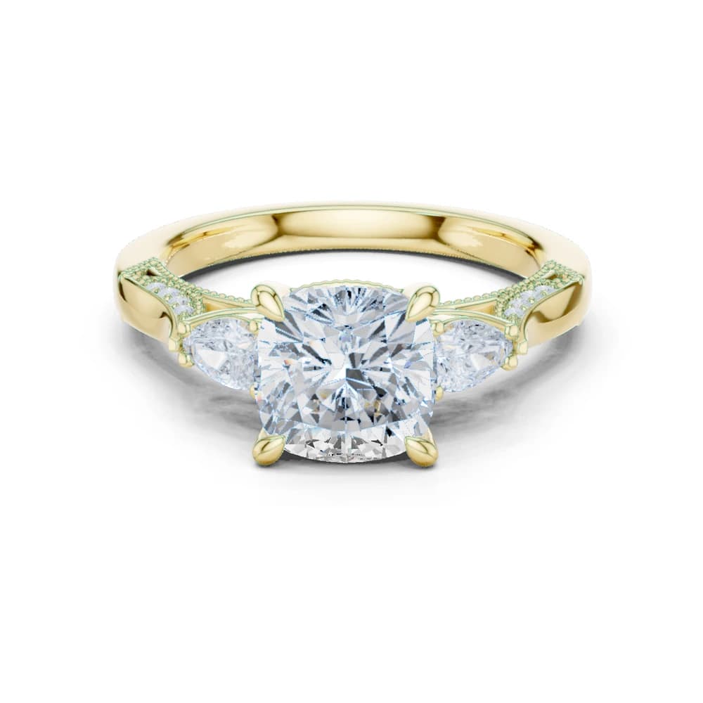 Lotus Flower Lab Grown Diamond Split Shank Solitaire - Image 3 Lotus Flower Lab Grown Diamond Split Shank Solitaire, view 3 of 9