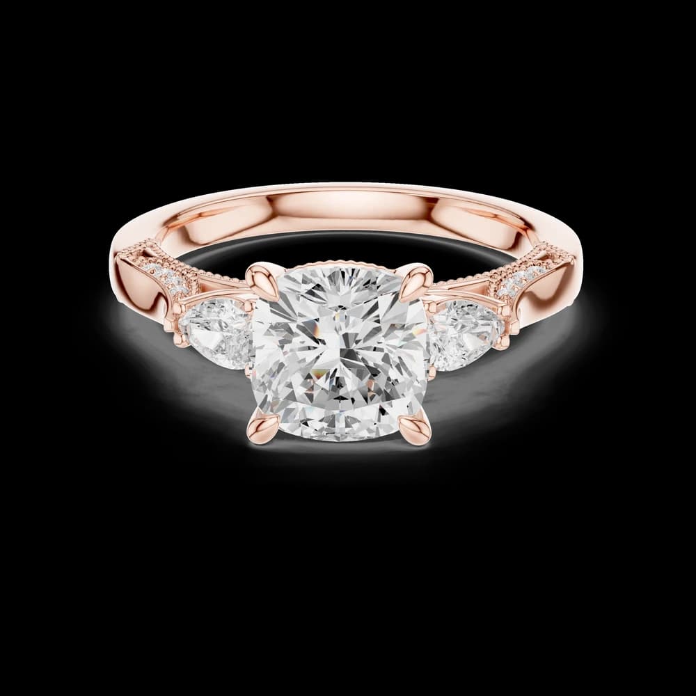 Lotus Flower Lab Grown Diamond Split Shank Solitaire - Image 4 Lotus Flower Lab Grown Diamond Split Shank Solitaire, view 4 of 9