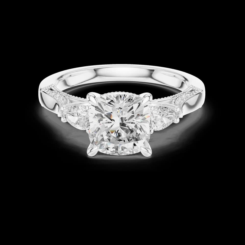 Lotus Flower Lab Grown Diamond Split Shank Solitaire - Image 5 Lotus Flower Lab Grown Diamond Split Shank Solitaire, view 5 of 9