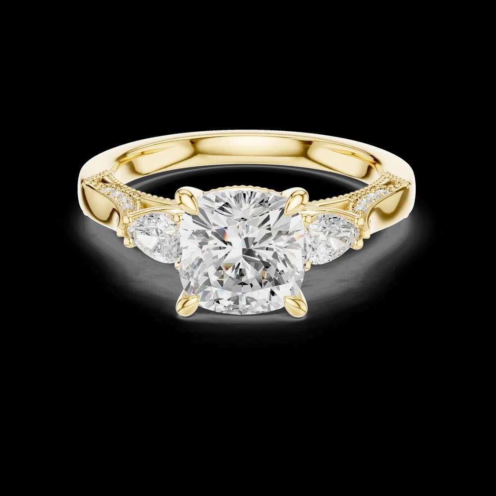 Lotus Flower Lab Grown Diamond Split Shank Solitaire - Image 6 Lotus Flower Lab Grown Diamond Split Shank Solitaire, view 6 of 9