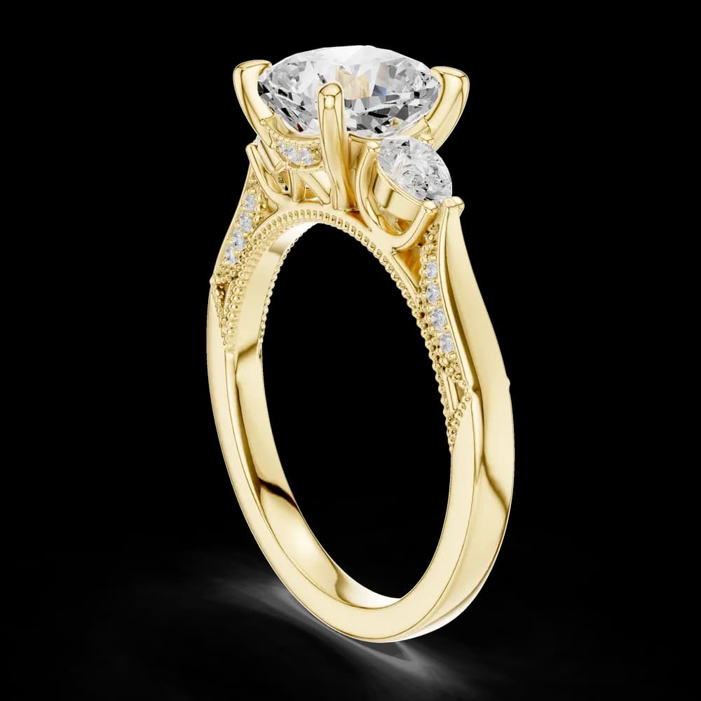 Lotus Flower Lab Grown Diamond Split Shank Solitaire - Image 7 Lotus Flower Lab Grown Diamond Split Shank Solitaire, view 7 of 9