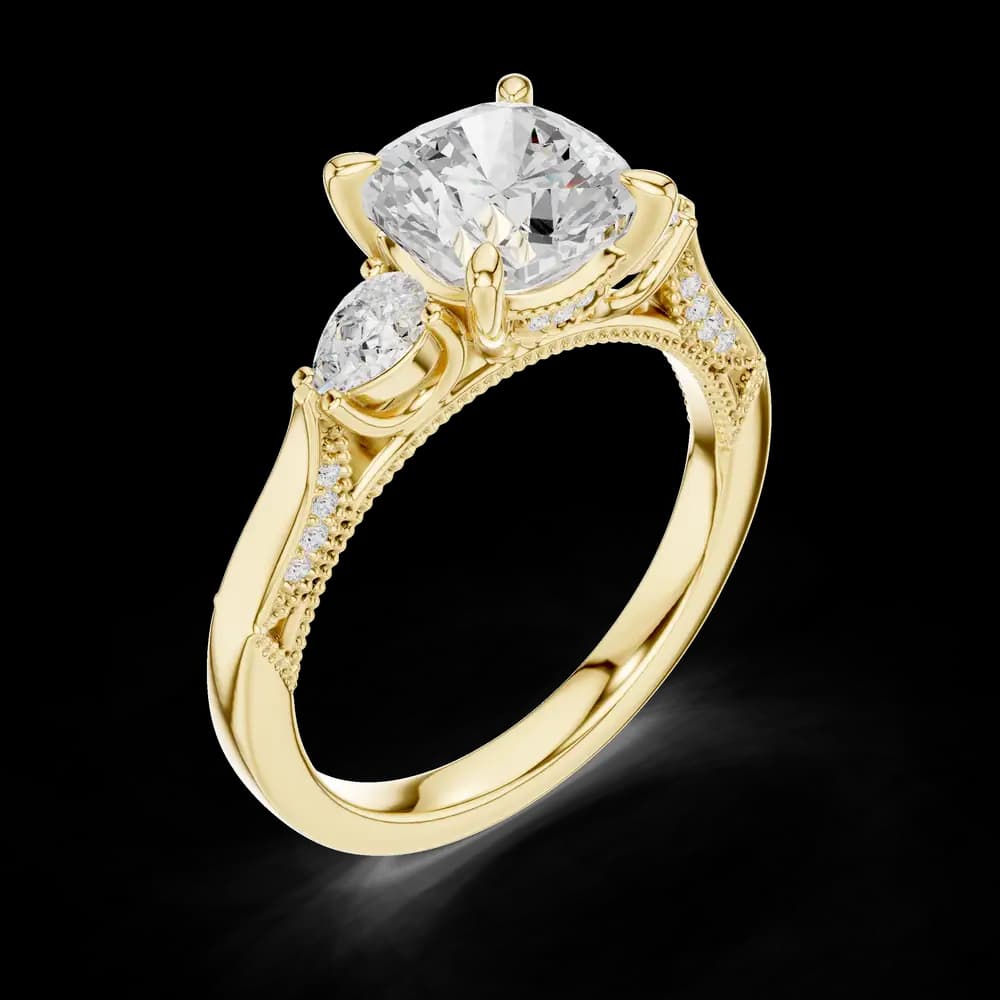 Lotus Flower Lab Grown Diamond Split Shank Solitaire - Image 8 Lotus Flower Lab Grown Diamond Split Shank Solitaire, view 8 of 9