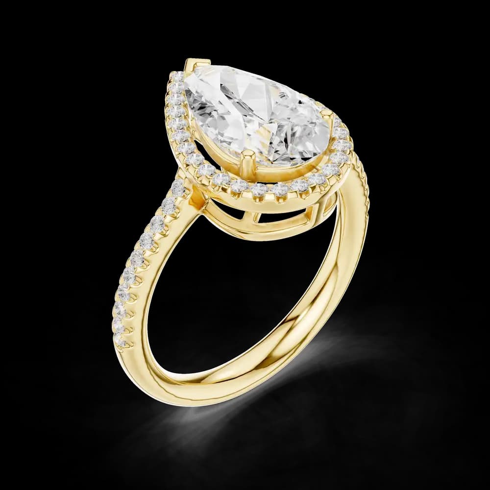 Pear Halo Lab Grown Diamond Ring - Image 5 Pear Halo Lab Grown Diamond Ring, view 5 of 6