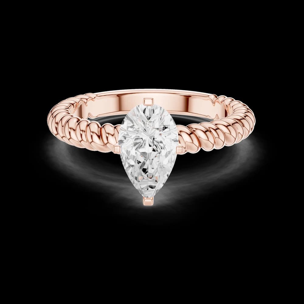 Rope Texture Pear Lab Grown Solitaire Diamond Ring - Image 1 Rope Texture Pear Lab Grown Solitaire Diamond Ring, view 1 of 6