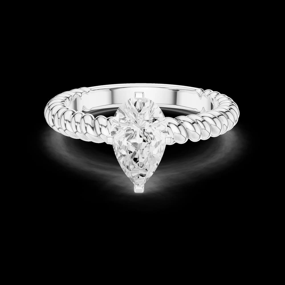 Rope Texture Pear Lab Grown Solitaire Diamond Ring - Image 2 Rope Texture Pear Lab Grown Solitaire Diamond Ring, view 2 of 6