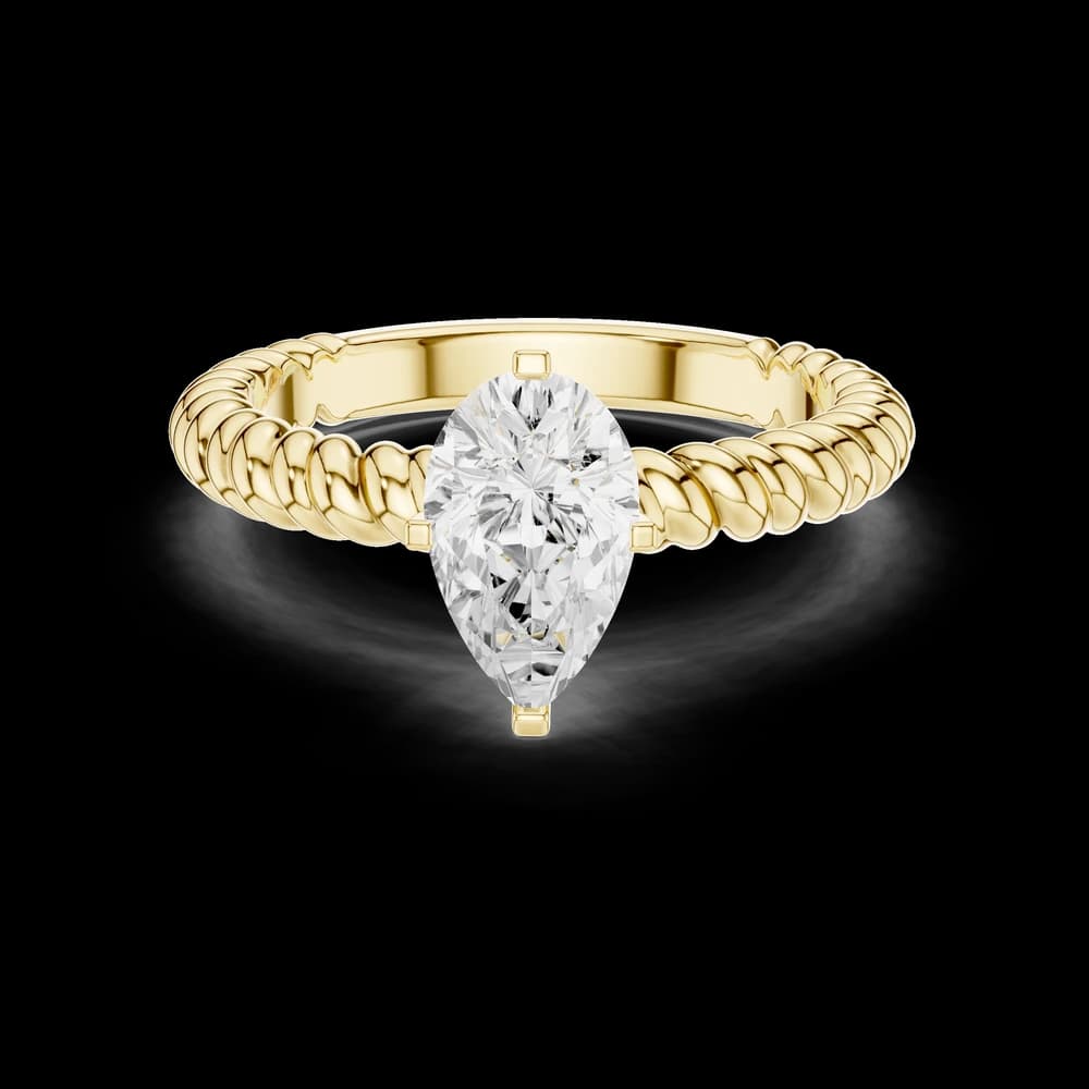 Rope Texture Pear Lab Grown Solitaire Diamond Ring - Image 3 Rope Texture Pear Lab Grown Solitaire Diamond Ring, view 3 of 6