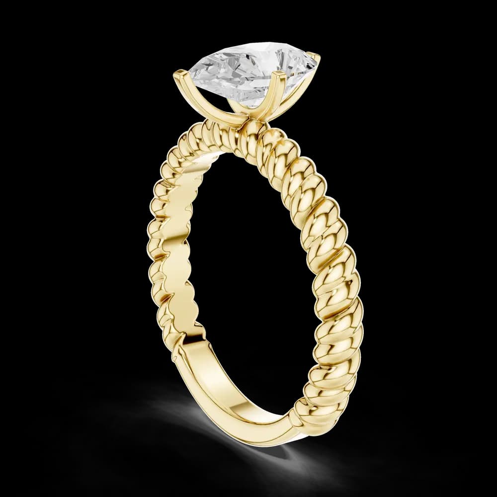 Rope Texture Pear Lab Grown Solitaire Diamond Ring - Image 4 Rope Texture Pear Lab Grown Solitaire Diamond Ring, view 4 of 6