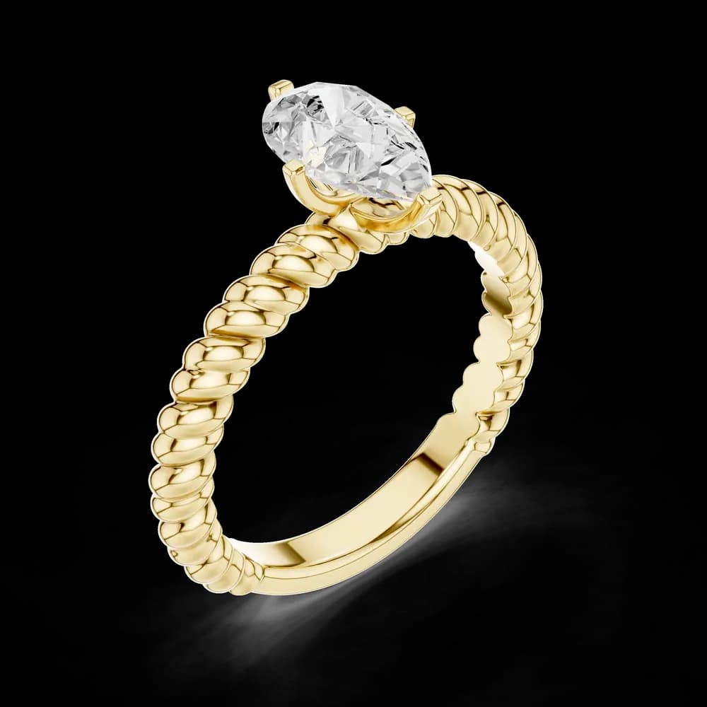 Rope Texture Pear Lab Grown Solitaire Diamond Ring - Image 5 Rope Texture Pear Lab Grown Solitaire Diamond Ring, view 5 of 6