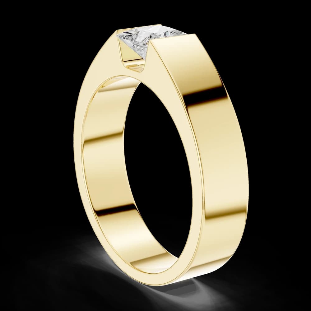 Men's Princess Cut Diamond Channel Solitaire Ring - Image 4 Men's Princess Cut Diamond Channel Solitaire Ring, view 4 of 6