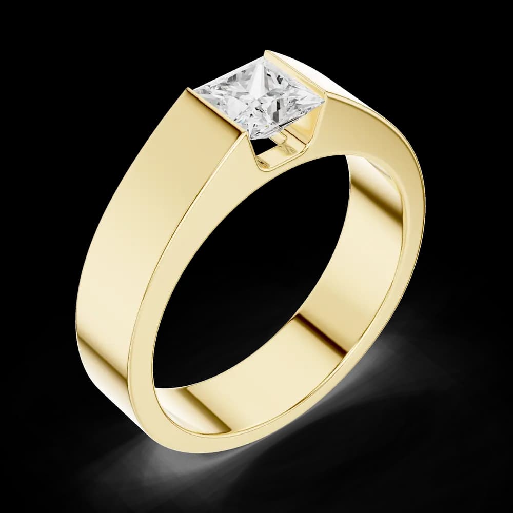 Men's Princess Cut Diamond Channel Solitaire Ring - Image 5 Men's Princess Cut Diamond Channel Solitaire Ring, view 5 of 6