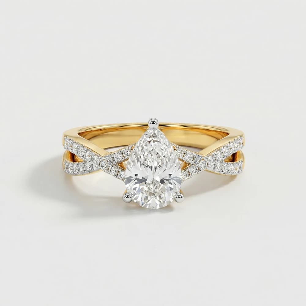 Twisted Pear Lab Grown Diamond Ring - Image 1 Twisted Pear Lab Grown Diamond Ring, view 1 of 2