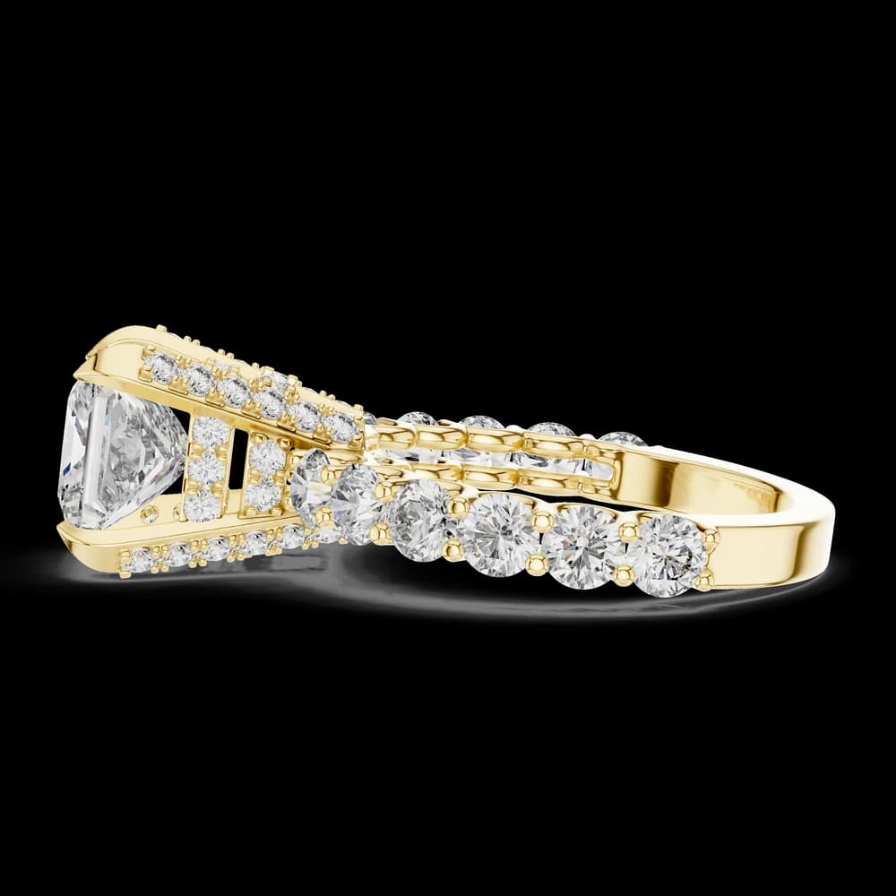 Princess Cut Round Pavé Band Lab Grown Diamond Ring - Image 4 Princess Cut Round Pavé Band Lab Grown Diamond Ring, view 4 of 4