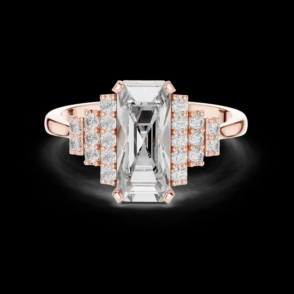 Emerald Art Deco Lab Grown Diamond Ring - Image 1 Emerald Art Deco Lab Grown Diamond Ring, view 1 of 6