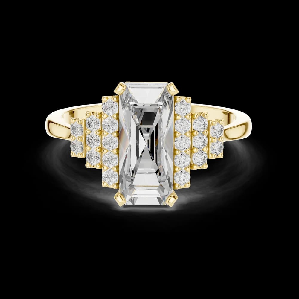 Emerald Art Deco Lab Grown Diamond Ring - Image 3 Emerald Art Deco Lab Grown Diamond Ring, view 3 of 6