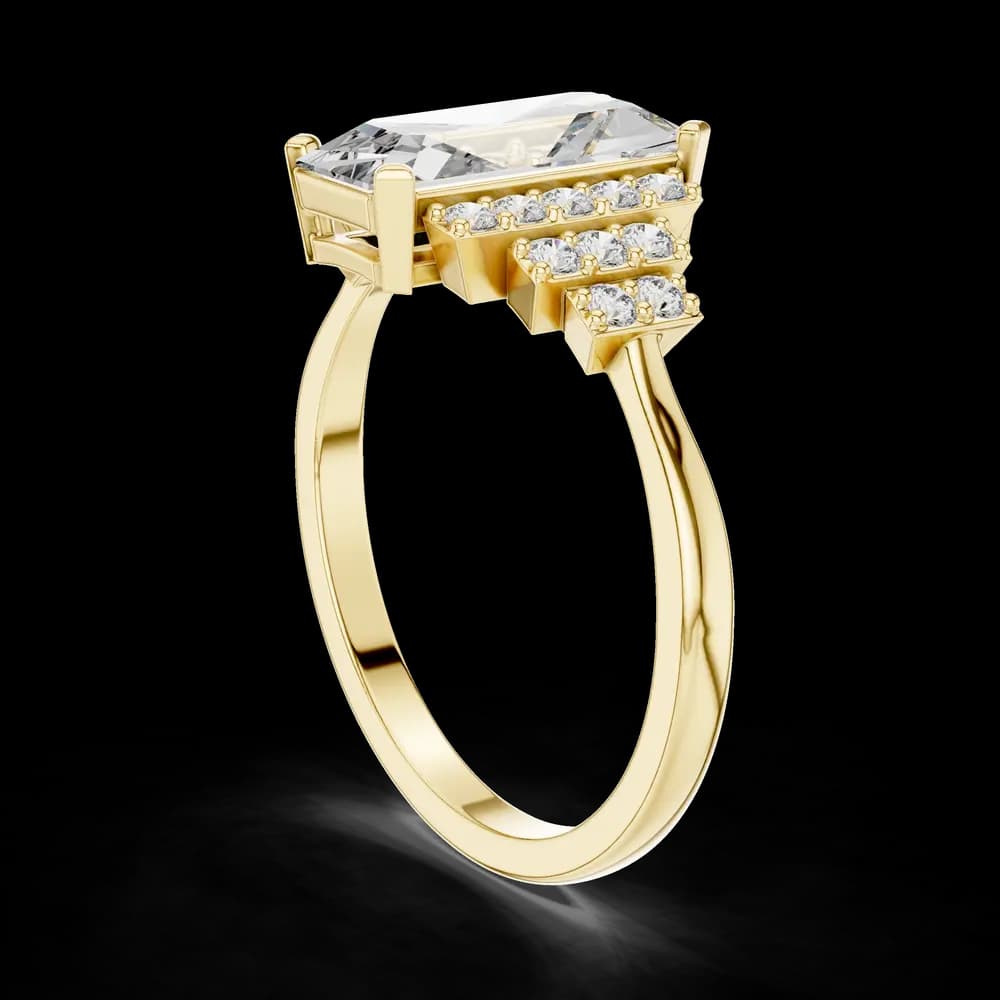 Emerald Art Deco Lab Grown Diamond Ring - Image 4 Emerald Art Deco Lab Grown Diamond Ring, view 4 of 6