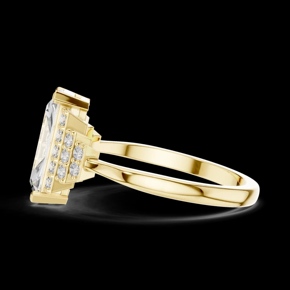 Emerald Art Deco Lab Grown Diamond Ring - Image 6 Emerald Art Deco Lab Grown Diamond Ring, view 6 of 6