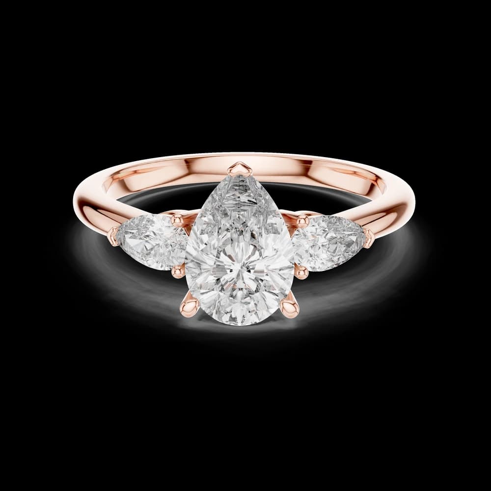 Three Stone Pear Cut Lab Grown Ring - Image 1 Three Stone Pear Cut Lab Grown Ring, view 1 of 5