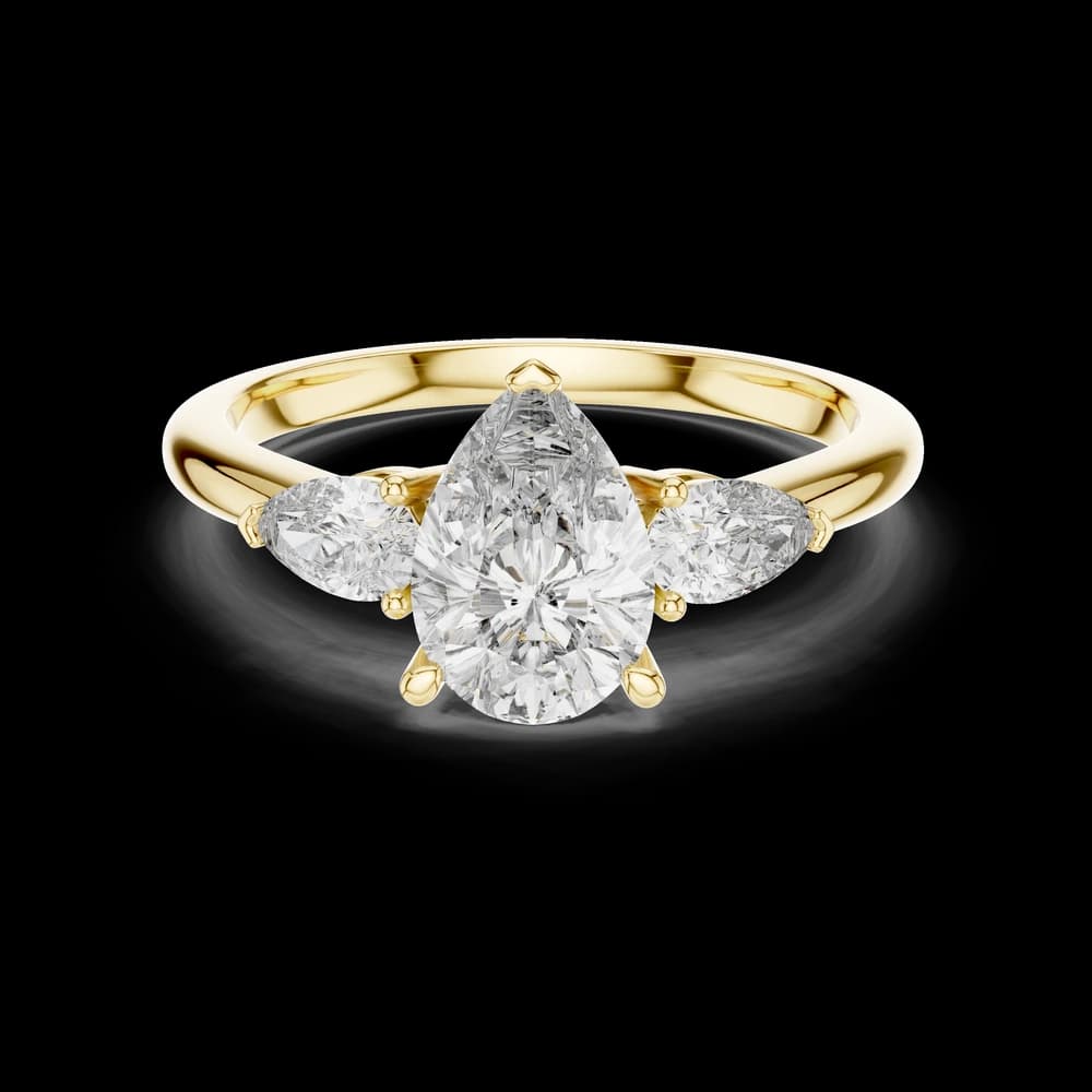 Three Stone Pear Cut Lab Grown Ring - Image 3 Three Stone Pear Cut Lab Grown Ring, view 3 of 5