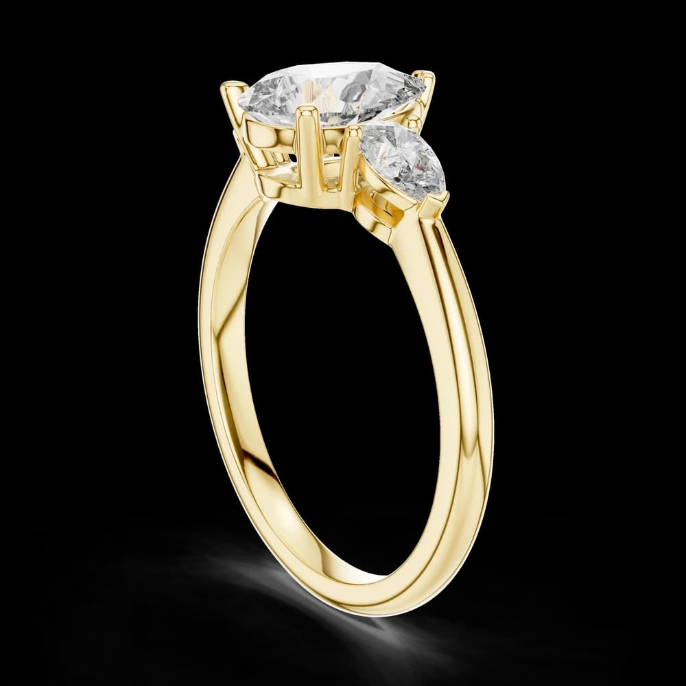 Three Stone Pear Cut Lab Grown Ring - Image 4 Three Stone Pear Cut Lab Grown Ring, view 4 of 5