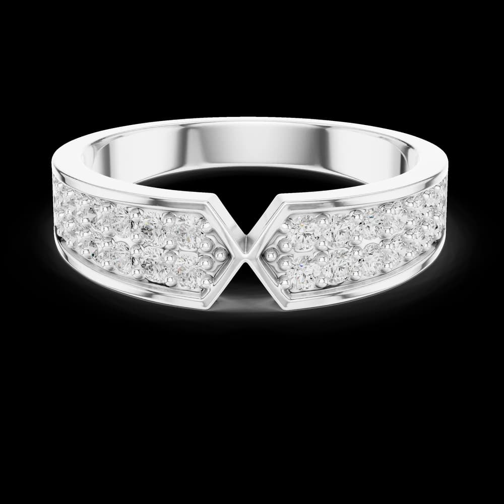 Double Row Chevron Pave Lab Grown Diamond Band - Image 2 Double Row Chevron Pave Lab Grown Diamond Band, view 2 of 6