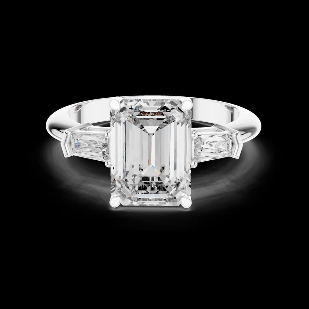 Emerald Cut 3-Stone Lab-Grown Diamond Crown Ring - Image 2 Emerald Cut 3-Stone Lab-Grown Diamond Crown Ring , view 2 of 6